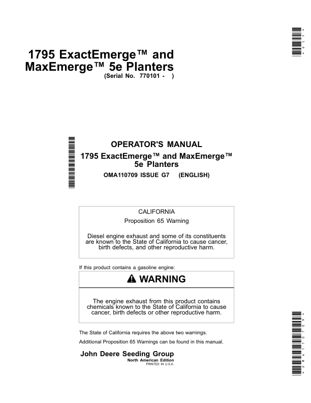 John Deere Exactemerge Maxemerge E Planters Operator S Manual