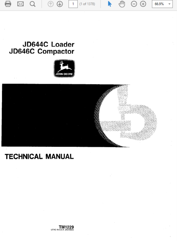 John Deere 644C, 646C Compactor Service Manual TM-1229