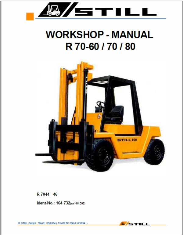 Still Electric Fork Truck R70: R70-60, R70-70, R70-80 Repair Circuit Workshop Operating Manual