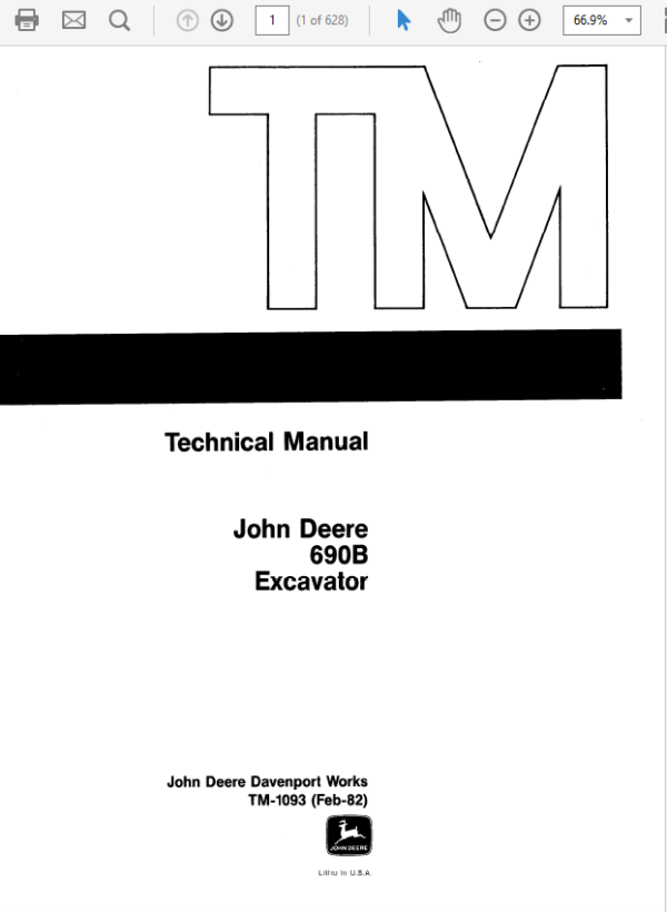 John Deere 690B Excavator Service Manual TM-1093