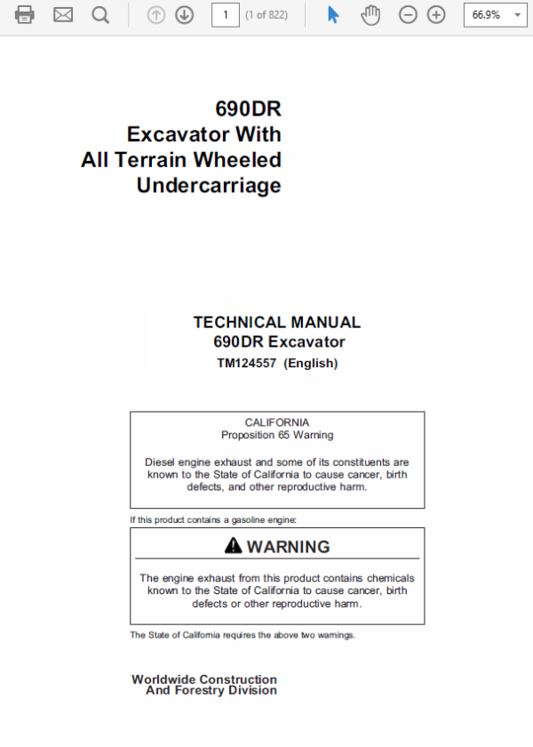 John Deere 690DR Excavator Service Manual TMT124557