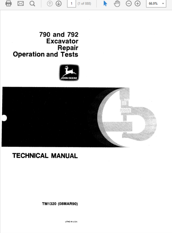 John Deere 790, 792 Excavator Service Manual TM-1320