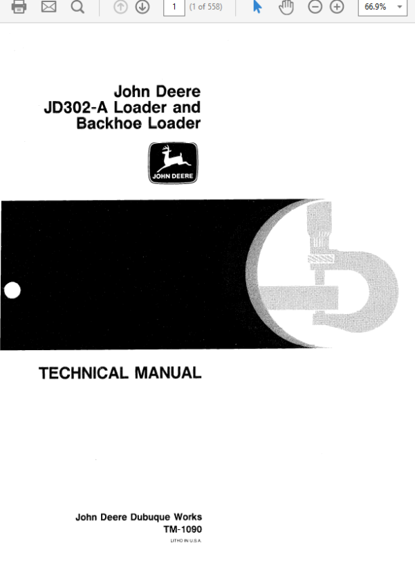 John Deere 302A Backhoe Loader Service Manual TM-1090