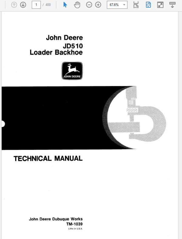 John Deere 510 Backhoe Loader Service Manual TM-1039