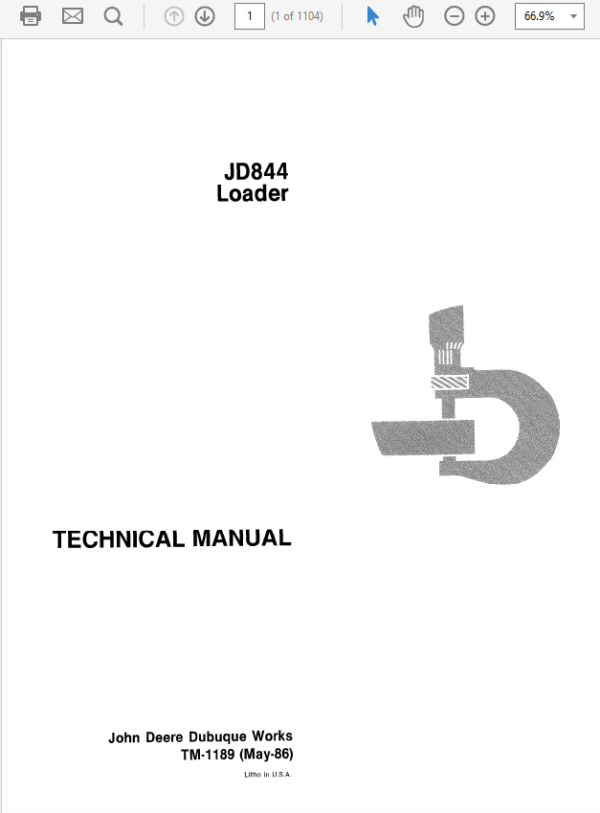 John Deere 844 Loader Service Manual TM-1189