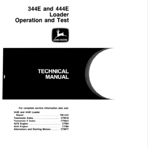 John Deere 344E, 444E Loader Service Manual TM-1421 & TM-1422