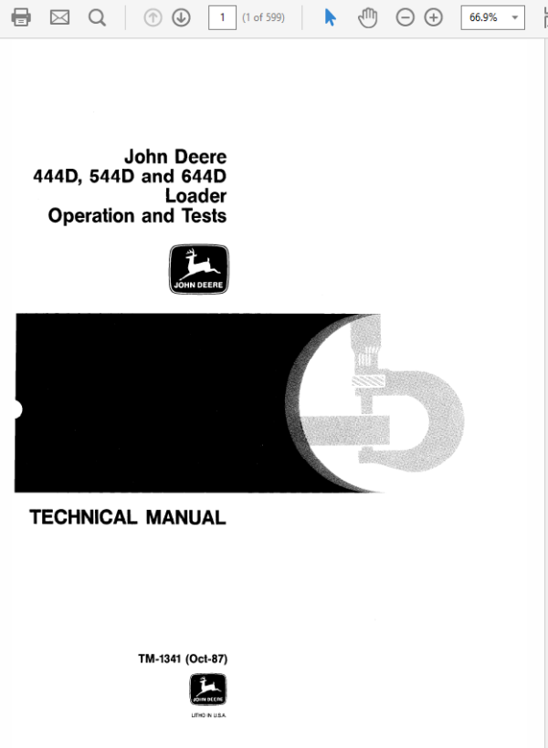 John Deere 444D, 544D and 644D Loader Service Manual TM-1341