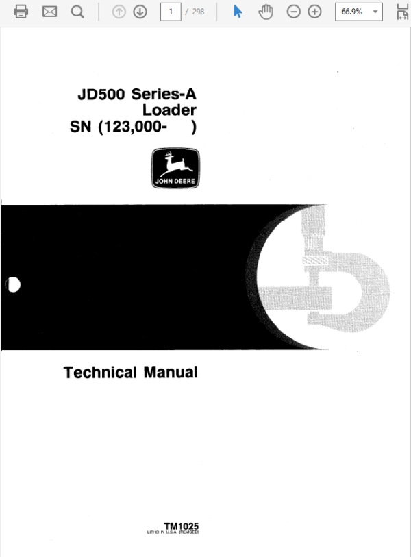 John Deere 500A Loader Service Manual TM-1025