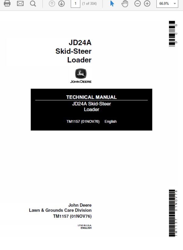 John Deere 24A Skid-Steer Loader Service Manual TM-1157