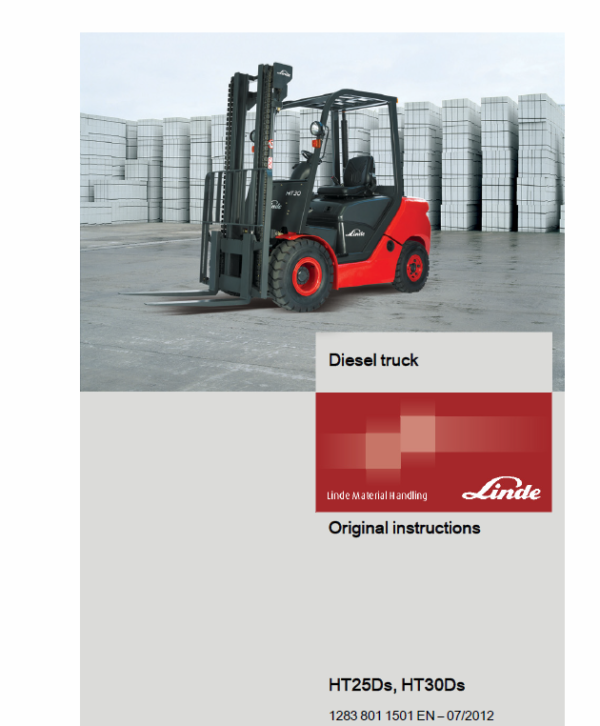 Linde Series 1283 Diesel Forklift Truck: HT25D HT25Ts HT30D HT30Ts Repair Service Manual