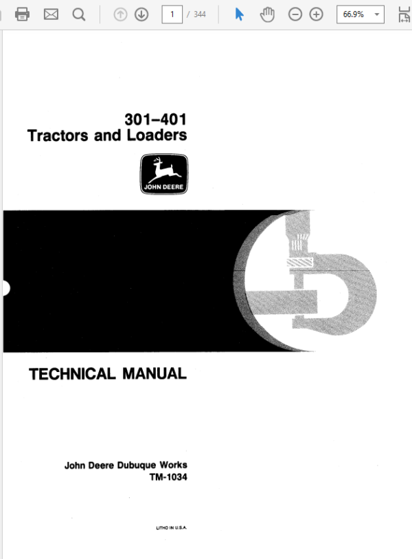 John Deere 301- 401 Tractors and Loaders Service Manual TM-1034