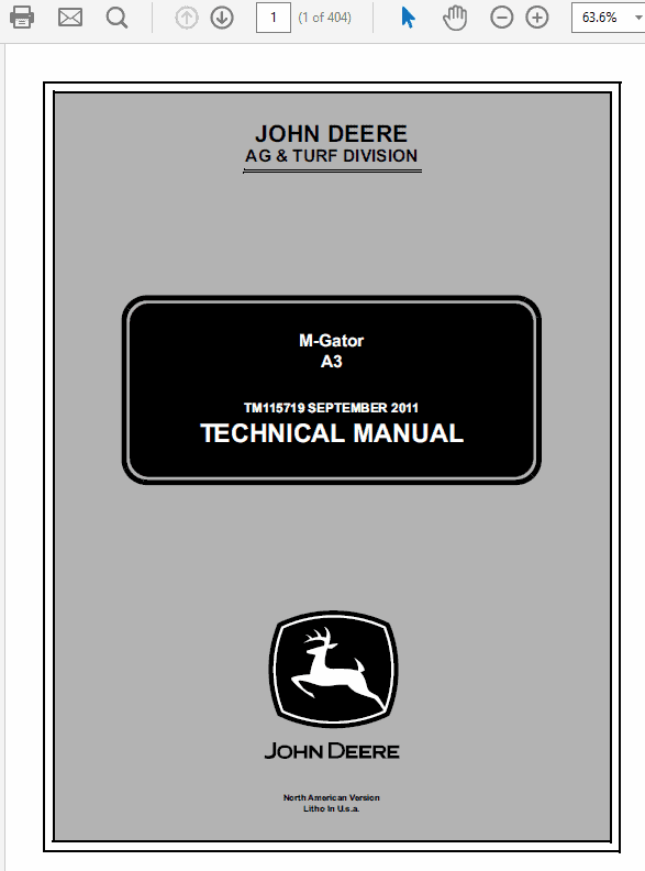 John Deere A3 M-Gator Service Manual TM-115719