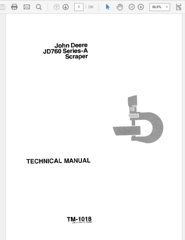 John Deere 760A Scraper Service Manual TM-1018