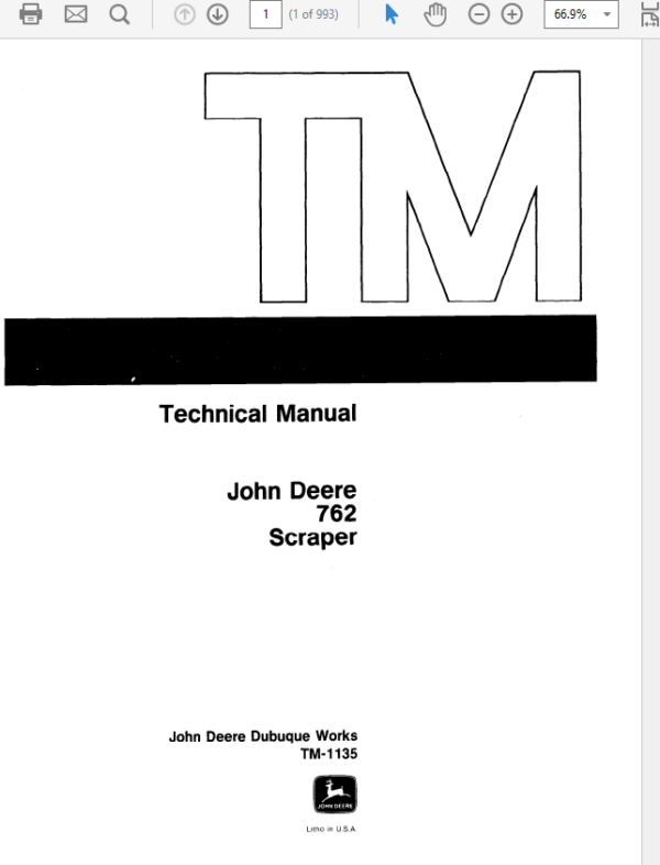 John Deere 762 Scraper Service Manual TM-1135