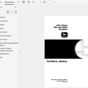 John Deere 860 and 860A Scraper Service Manual TM-1014
