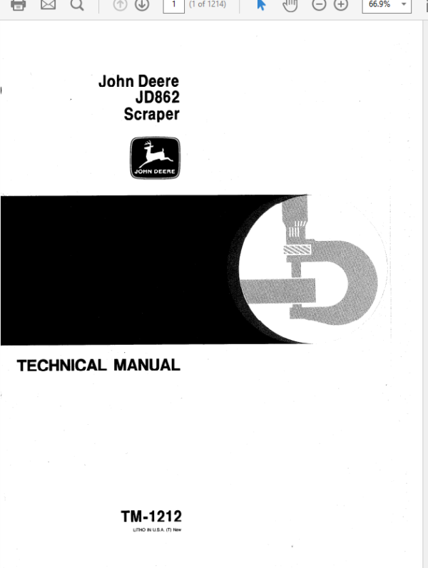 John Deere 862 Scraper Service Manual TM-1212