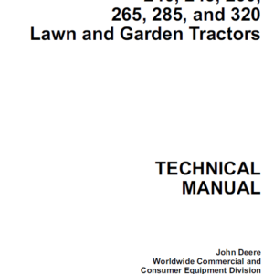 John Deere 240, 245, 260, 265, 285, 320 Lawn Garden Tractors Service Manual