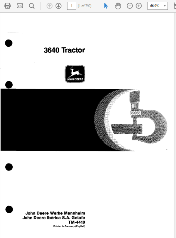 John Deere 3640 Tractor Service Manual TM-4419