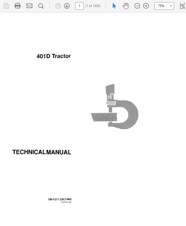 John Deere 401D Tractor Service Manual TM-1271