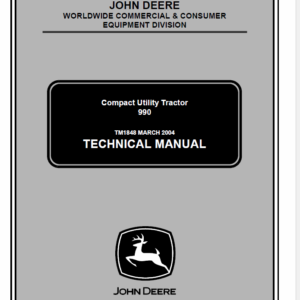 John Deere 990 Compact Utility Tractors Service Manual TM-1848