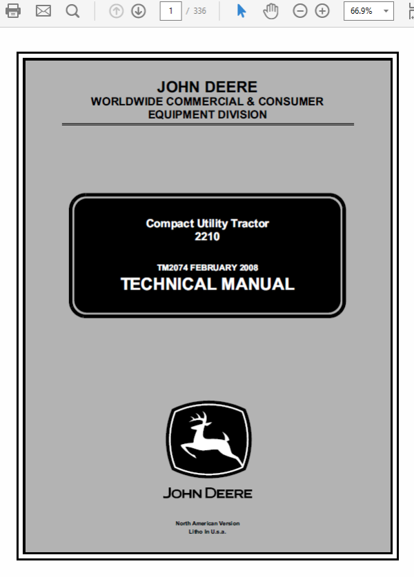 John Deere 2210 Compact Utility Tractors Service Manual TM-2074