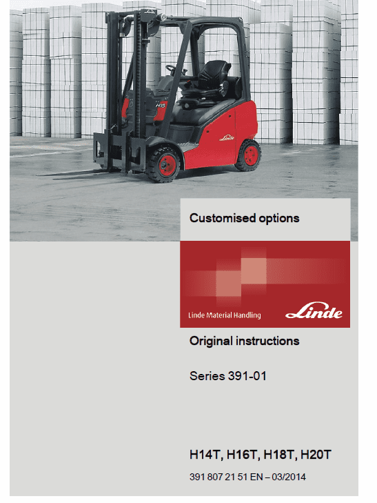 Linde 391 Forklift Truck : H14T, H16T, H18T, H20T Service Training Manual