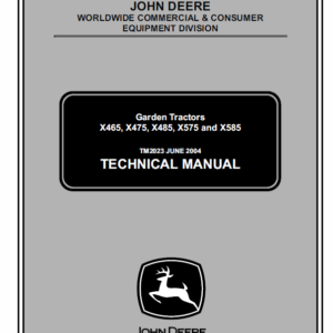 John Deere X465, X475, X485, X575 and X585 Garden Tractor Manual