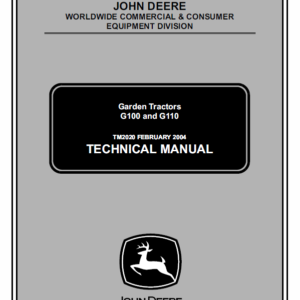 John Deere G100 and G110 Garden Tractors Service Manual TM-2020