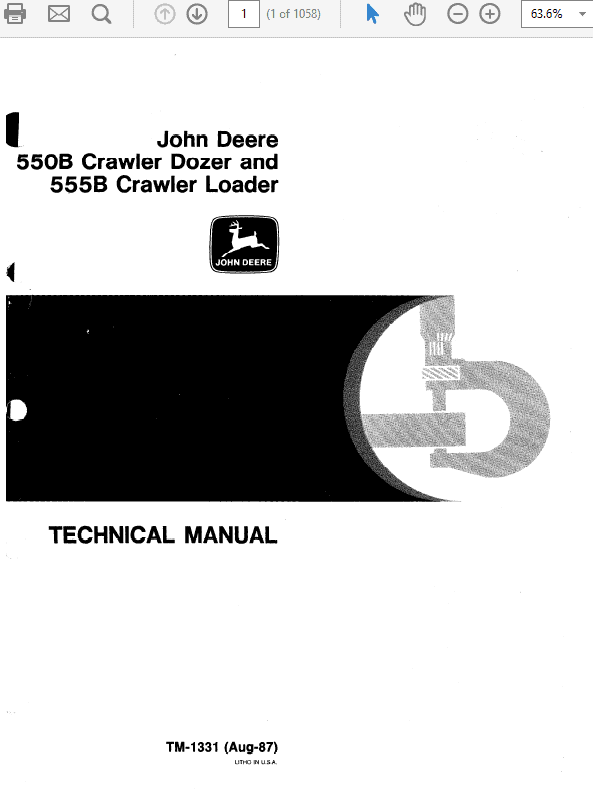 John Deere 550B, 555B Crawler Bulldozer Loader Service Manual