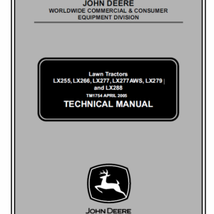 John Deere LX255, LX266, LX277, LX277AWS, LX279, LX288 Service Manual TM-1754