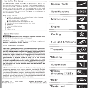 Honda Accord 1994, 1995, 1996, 1997 Repair Manual