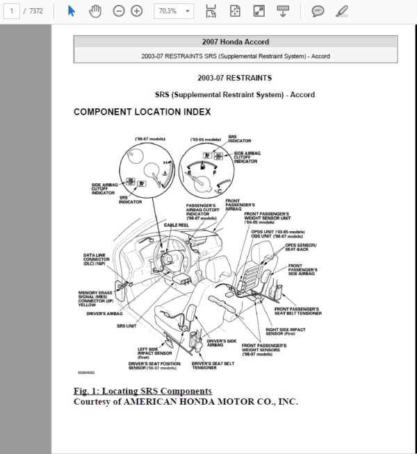 HONDA ACCORD 2003, 2004, 2005, 2006, 2007 Workshop Repair Manual