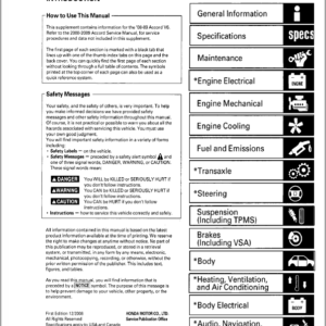 HONDA ACCORD 2008 2009 2010 2011 2012 Factory Repair Service Workshop Manual