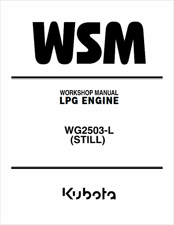 Still WSM WG2503-L Kubota LPG Engine Workshop Repair Manual