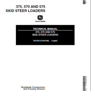 John Deere 570, 575, 375 Skid-Steer Loader Service Manual TM1359