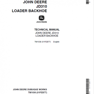 John Deere 310 Loader Backhoe Service Manual TM1036 & TM4290