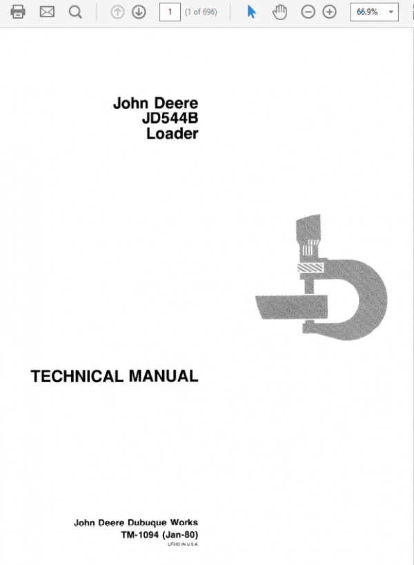 John Deere 544B Loader Repair Service Manual TM1094 & TM3202