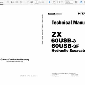 Hitachi ZX60USB-3 and ZX60USB-3F Excavator Service Manual