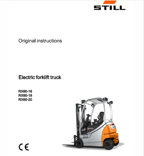 Still Electric Forklift Truck RX60: RX60-16, RX60-18, RX60-20 Repair Manual