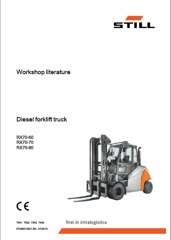 Still Electric Forklift Truck RX70: RX70-60, RX70-70, RX70-80 Repair Manual