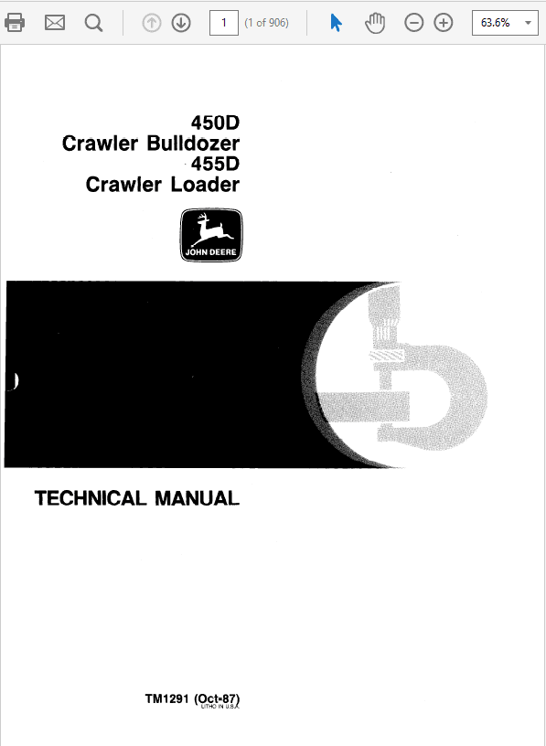 John Deere 450D, 455D Crawler Bulldozer Loader Service Manual