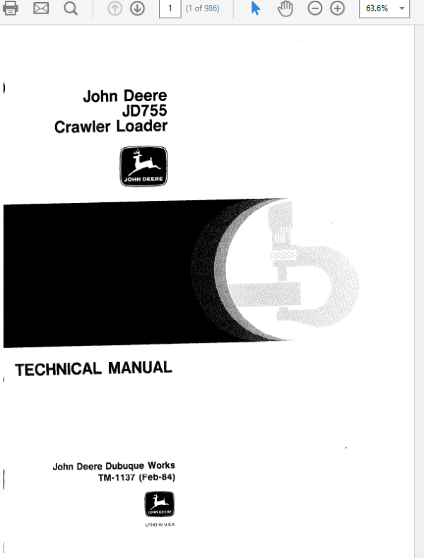 John Deere 755 Crawler Loader Service Manual TM-1137