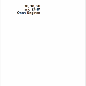 John Deere 16,18, 20 and 24HP Onan Engines CTM2 Manual