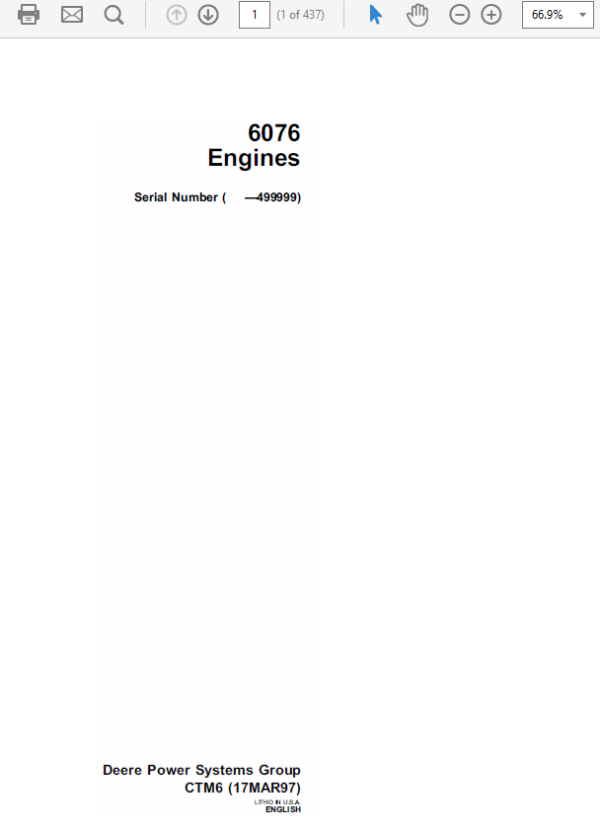 John Deere 6076 Engines CTM6 Repair Manual