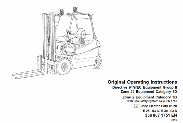 Linde Series 336 Electric Forklift Truck: E20, E25, E30 Workshop Service Manual