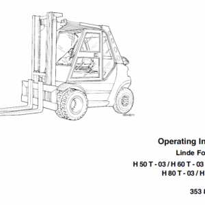 Linde Type 353 Forklift Truck: H50, H60, H70, H80 Repair Service Training Manual