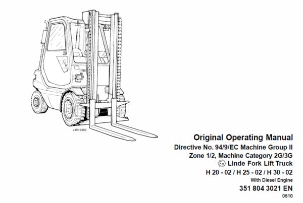 Linde Type 351 LPG Forklift Truck: H20, H25, H30, H35  Service Training Manual