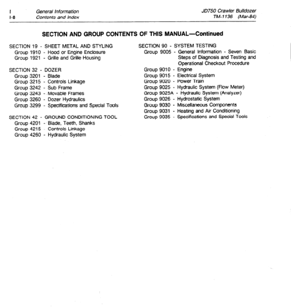 John Deere 750 Crawler Bulldozer Service Manual TM-1136