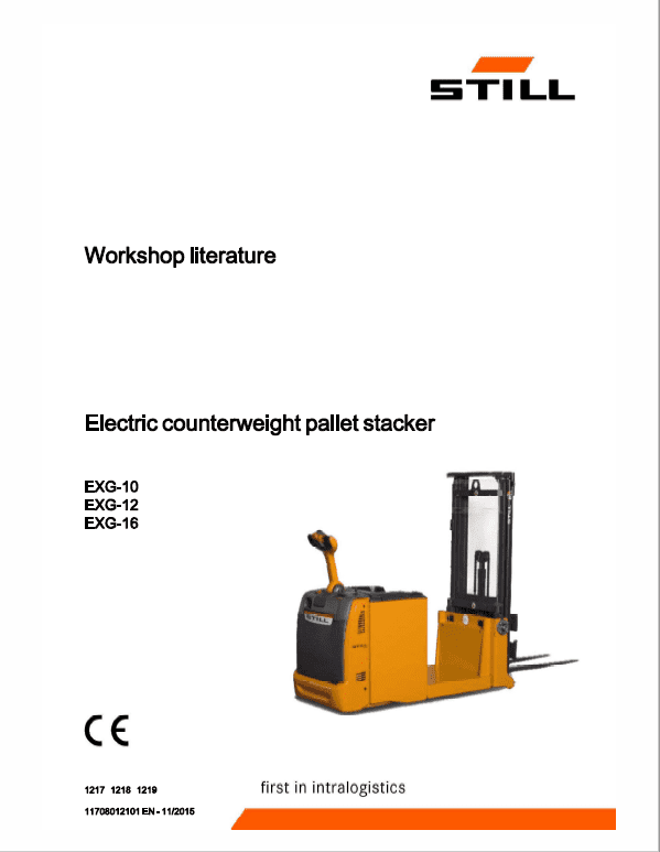 Still EXG10, EXG12, EXG16 Pallet Stacker Workshop Repair Manual