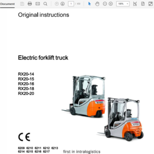 Still Electric Forklift RX20: RX20-14, RX20-15, RX-20-16, RX20-18, RX-20-20 Repair Manual